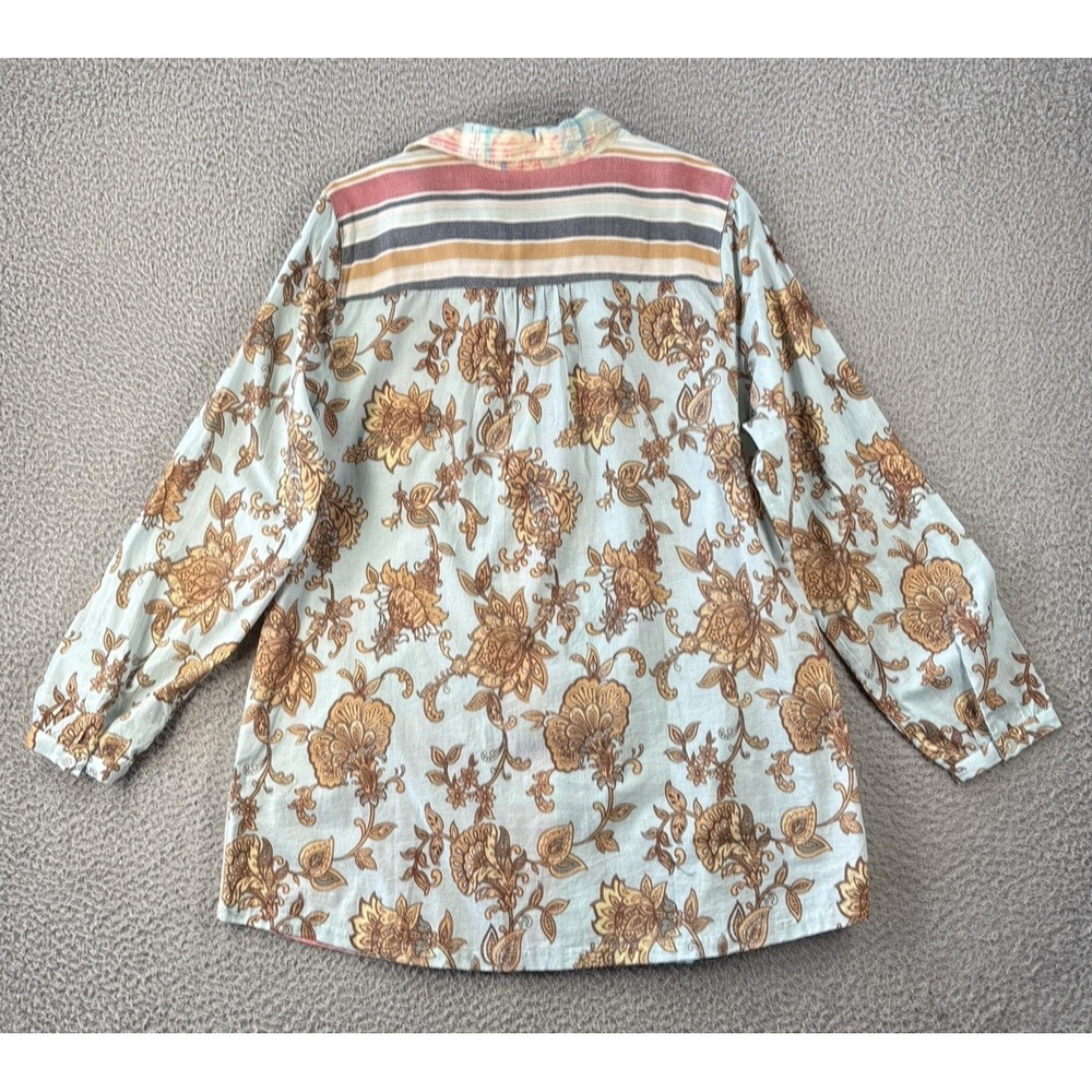 Soft Surroundings Descansa Tunic Shirt Womens XL Button Up Aquatic Patchwork NWT - Picture 11 of 12